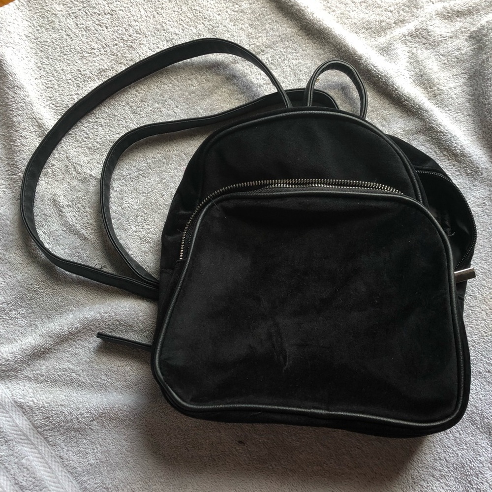 Black soft backpack purse
